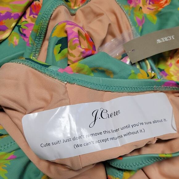 NWT J.Crew Crisscross Cutout Bandeau One Piece Swimsuit Rose Garden Bloomcore 22 - Picture 6 of 8